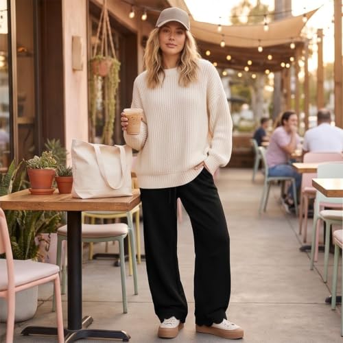 Gumipy Womens Wide Leg Sweatpants Scalloped Baggy Barrel Sweatpants Pants - image 5