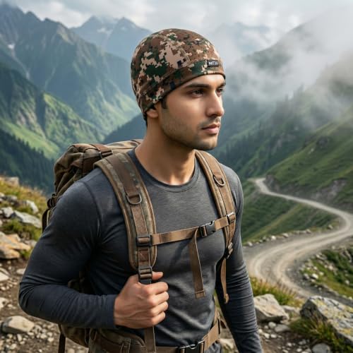 Image of Unisex Helmet Skull Cap for Bikers & Cyclists, Polyester Head Cap, Hair Inner Helmet Cap for Men, Sweat Cooling Beanie Cap, Skull Mask for Summer, Bike Accessories