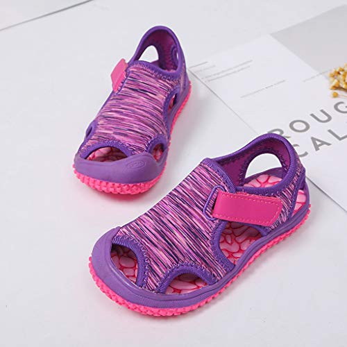 𝚆alker for Baby Boy Child Kids Boys Sandals Baby Summer Beach Girls Outdoor Shoes Non-Slip Baby Shoes (Purple, 13 Little Kids)3