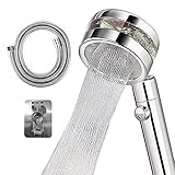 Hochdruck Handbrause,Duschkopf Badinstallationen Wassersparend Druckerhöhung Chrome Duschbrause 2 Strahlarten mit Ein/Aus-Schalter und 1.5M Schlauch.