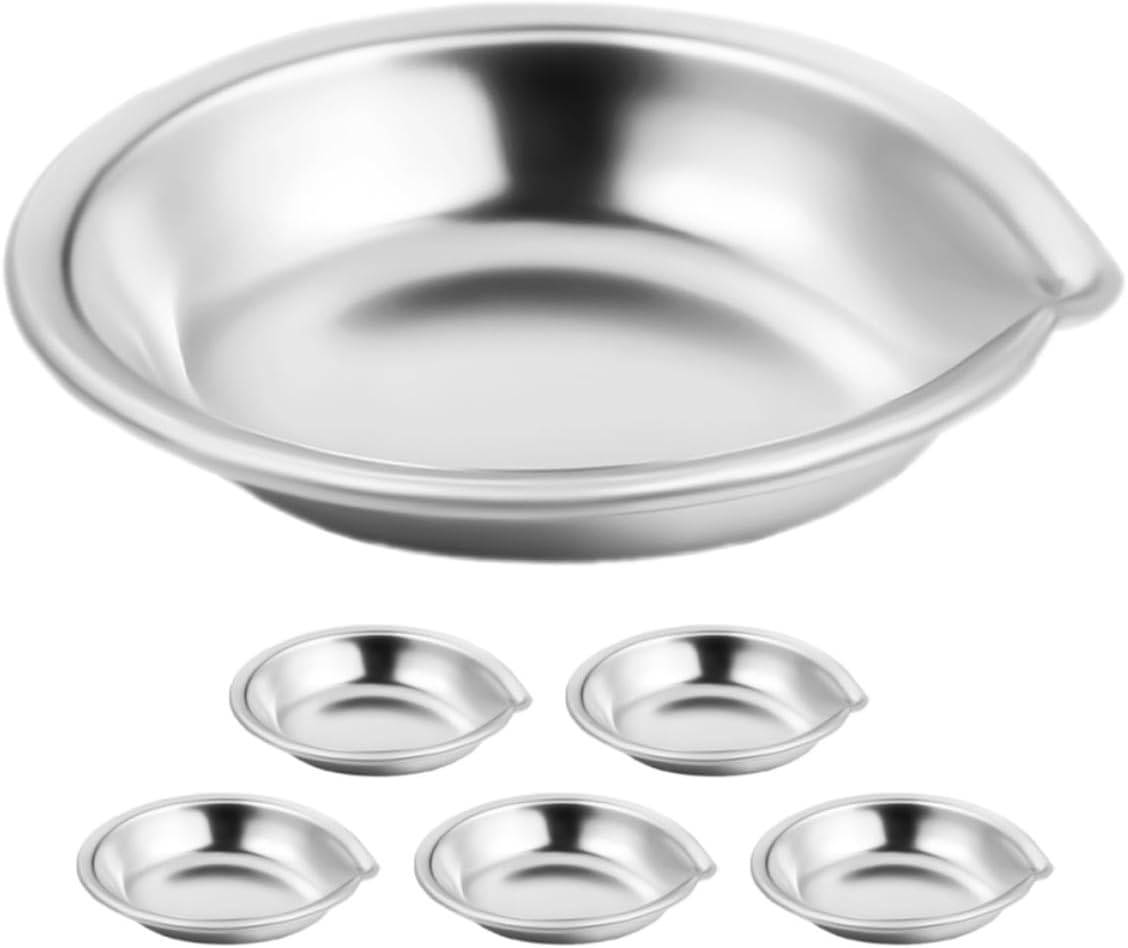 Paint Palette Reusable Paint Tray 6pcs Stainless Steel Round Easy Pour Spout Lightweight Mixing Tray for Watercolor and DIY Craft Projects for Artists and Makeup Color Mixing