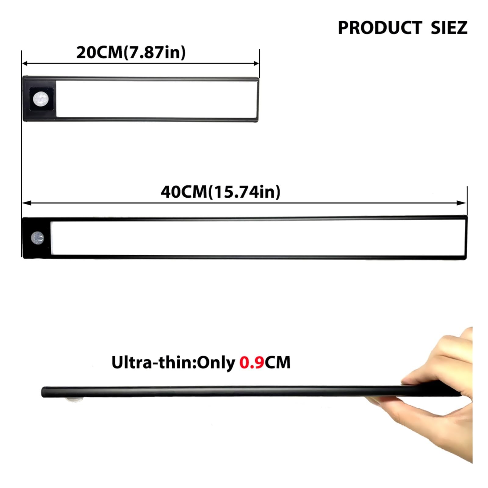 Luci A LED For Cucina Dimmerabili A 3 Colori Con Sensore Di Movimento PIR Termico Lampada A Conchiglia In Alluminio Ricaricabile USB Luce Notturna Rilevatore Di Movimento(Silver,40CM)