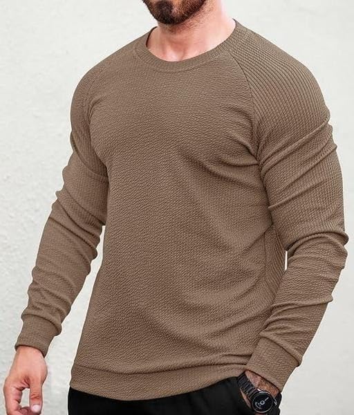 Image of Mens Stripes Full Sleeve Solid T-Shirt| Comfortable, Lightweight,Breathable, Skin Friendly