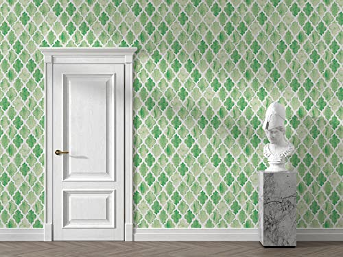 Image of DWELLSINDIA Light Green Moroccan Wallpaper for Home Decoration | Self Adhesive Peel & Stick, Thick Textured Premium Paper | Waterproof, Scratch Resistant | Kitchen, Living Room & Cafe | 41 x 244 cm