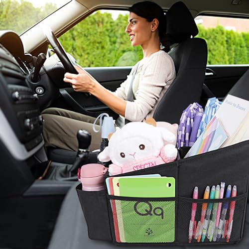 AiQInu Autositz Organizer Auto Zubehör Innenraum, Aufbewahrungsbox Kinder mit Becherhaltern und Netztaschen für Vorderen Rücksitz und den Kofferraum für Spielzeug, Bücher, Snacks, andere Utensilien
