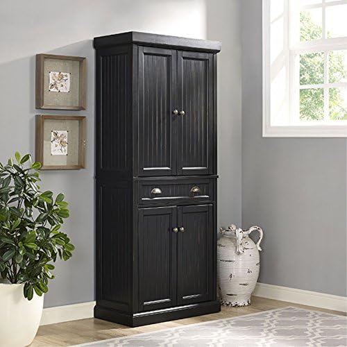 Ergode Seaside Pantry by | Durable Hardwood & Veneer | Rustic Charm | Spacious Drawer | Magnetic Closure Doors | Adjustable Shelving | Authentic Metal Hardware