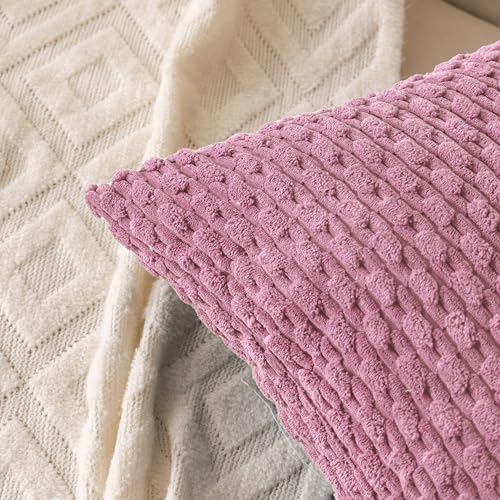 Set of 4 Pink Decorative Throw Pillow Covers 20x20 Inch Corduroy Pillow Covers for Bed Couch Sofa Living Room Soft Square Cushion Cases