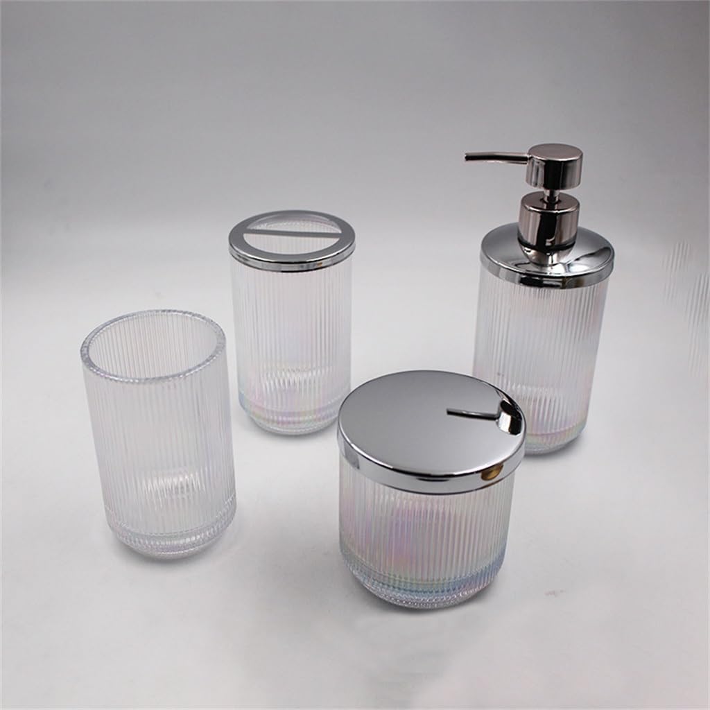Glass Wash Set Glass Bathroom Four-Piece Vertical Striped Supplies House Home