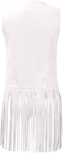 Miniatura 3 de Chaleco de ante con flecos estilo vaquero vintage para mujer, clásico, de cuero de ante, camisa de vaquero de los 70, sin mangas, con borlas,