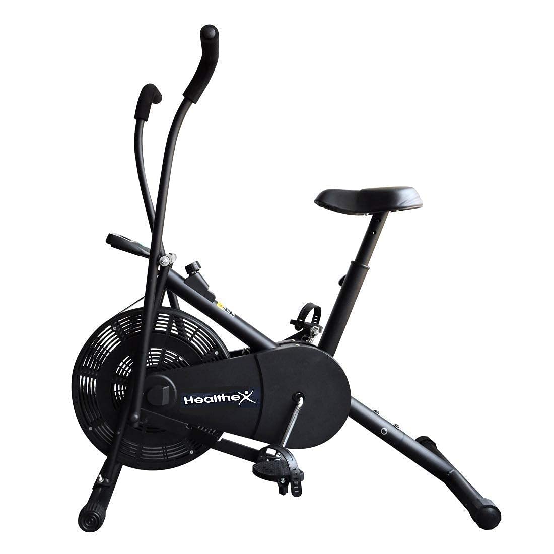 Healthex Exercise Cycle Fitness Equipment Air Bike for Home Gym | Fitness Machine with Moving & Stationary Handles (1213) Black (B07XTRWJS8) Amazon Price History, Amazon Price Tracker