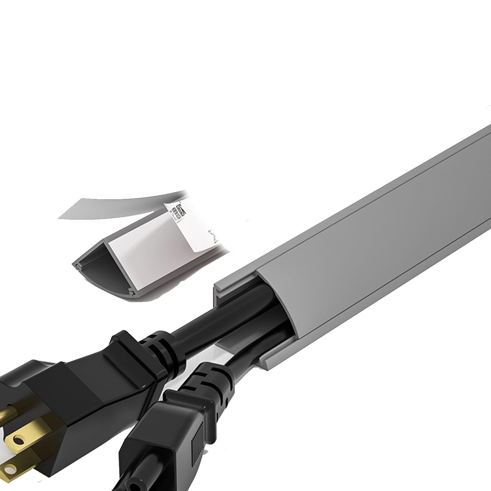 Goulotte Passe Cable Cache-câbles De Sol Autocollant en PVC, Organiseur Et Cache-câbles De 1 À 5 M pour Bureau Et Salon(Grey,L 4m/13.1ft)