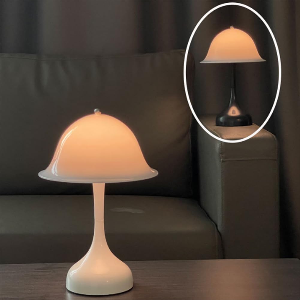 Lampa LED w kształcie grzyba, bezprzewodowa, dotykowa, ściemniana lampa stołowa, ładowana w 3 temperaturach barwowych, ładowana przez USB, lampka nocna do czytania