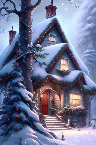 Diamond Painting Adulte 5D kit complet point de croix cristal scène de neige 60x80