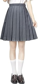 [Sharphon] 制服 スカート 42/45/48/60/80CM丈 黒 紺 灰色 3色 22本 無地 ライン ハイウエスト プリーツスカート
