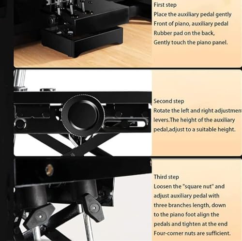 Piano Pedal Extender, Auxiliary Piano Pedal Extension Stool, Height Adjustable, Suitable for Upright Pianos and Digital Pianos (Brown)