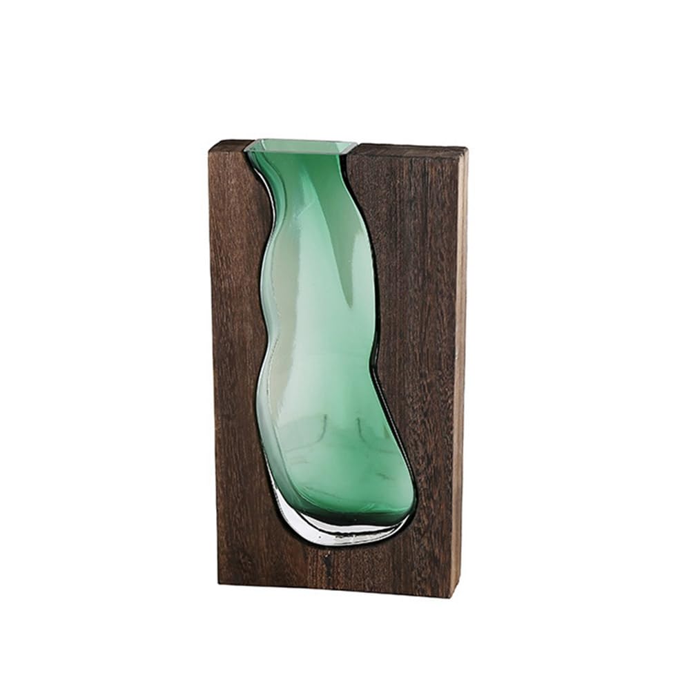 Fleur surélevée en salon conteneur bois et vase en verre pour arrangement fleurs sèches
