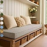 IALNUYOAH Custom Size Bench Cushion, Custom Bench Cushions for Indoor Furniture, 75D Foam Furniture Window Seat Cushion, Breakfast Nook, Mudroom, Banquette Bench Cushion, Non-Slip Bottom, Pipe Design