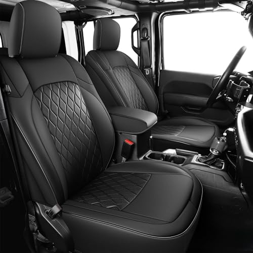 Image of Coverado Seat Covers Fullset for Jeep Wrangler, Waterproof Car Seat Covers for Automotive Truck Seat Covers Custom Fit for 2018-2026 Jeep Wrangler JL 4-Door with Rear Cupholder Only,Black