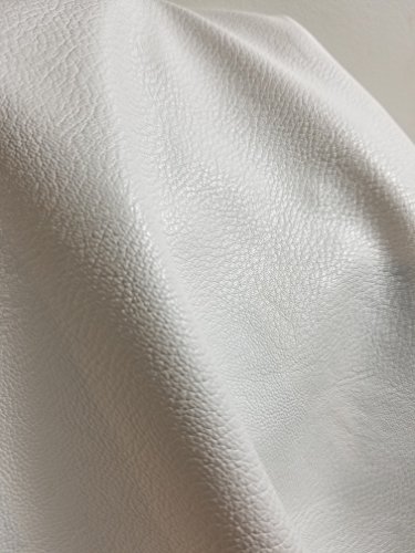 Soft Faux Vegan PU (Peta Approved Vegan) Leather by the Yard Synthetic Pleather 0.9 mm Nappa Yards (360 NCH x 54inch) Soft Smooth Upholstery (White, 10 Yards (360"x54")