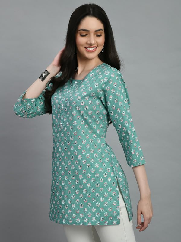 Image of Meesan Women's Casual Ethnic 3 /4 Sleeve Printed Tunic