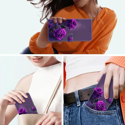 Funda para Samsung Galaxy S25 FE con tarjetero protectora magnética morada 6