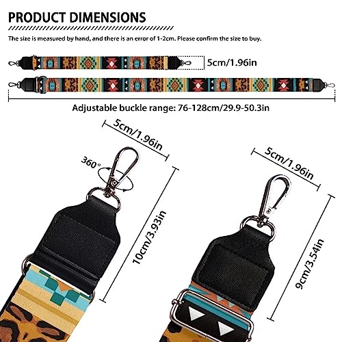 Image of Wide Bag Straps Replacement Crossbody Geometric Aztec Guitar Straps for Handbags /Purses /Messenger /Duffel Bags Backpack Straps Replacement Adjustable Length from 30 inch to 50.3 inch