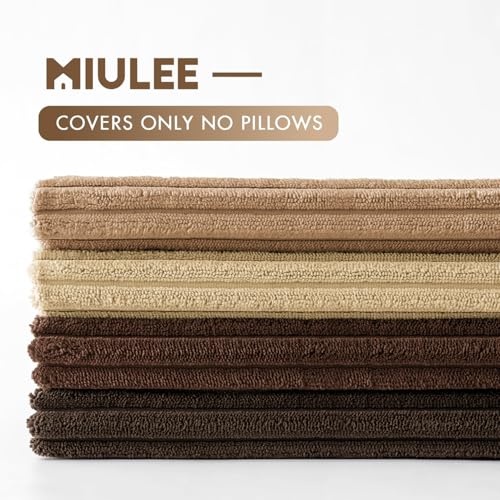 Image of MIULEE Boho Farmhouse Throw Pillow Covers 18x18 Inch Set of 4 Rustic Mordern Neutral Cushion Covers Soft Corduroy Nordic Fall Home Decor for Couch Bed Sofa Living Room Dark Brown