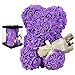 Cadeau Saint Valentin Ours Fleur Rose, 25 CM Rose Fleur Ours Éternelle Cadeau de Romantique pour Amour - Cadeau Fête des Mères,pour sa Préférée,avec Une Boîte Cadeau Transparente(Violet)