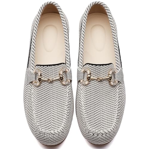 Image of Women's Knit Slip On Loafers - Breathable Mesh Flats with Memory Foam Insole & Arch Support, Non-Slip Comfortable Shoes for Work Office Commute, Driving, Casual Daily Walking (Wide Foot Friendly)