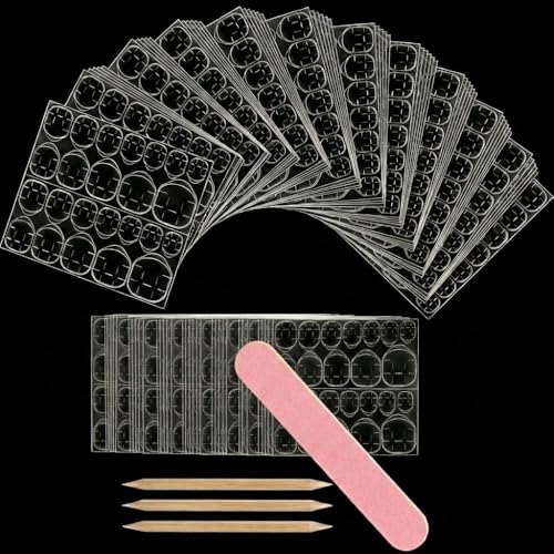 TS 720Pcs Nail Adhesive Tabs Double Sided Glue Stickers for Press on Nails – Waterproof Jelly Sticky False Nail Tips – Breathable Transparent Manicure Glue Sheets (30 Pack + 3 Orange Stick + 1FILLER)