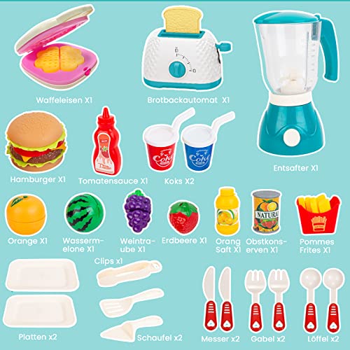 Gousiyun 26 STÜCKE Simulation Küchengerät Spielzeug Obst Entsafter Mixer, Lernspielzeug Brotmaschine, Lernspielzeug… – Bild 4