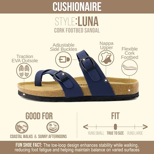 Image of CUSHIONAIRE Women's Luna Cork Footbed Sandal With +Comfort
