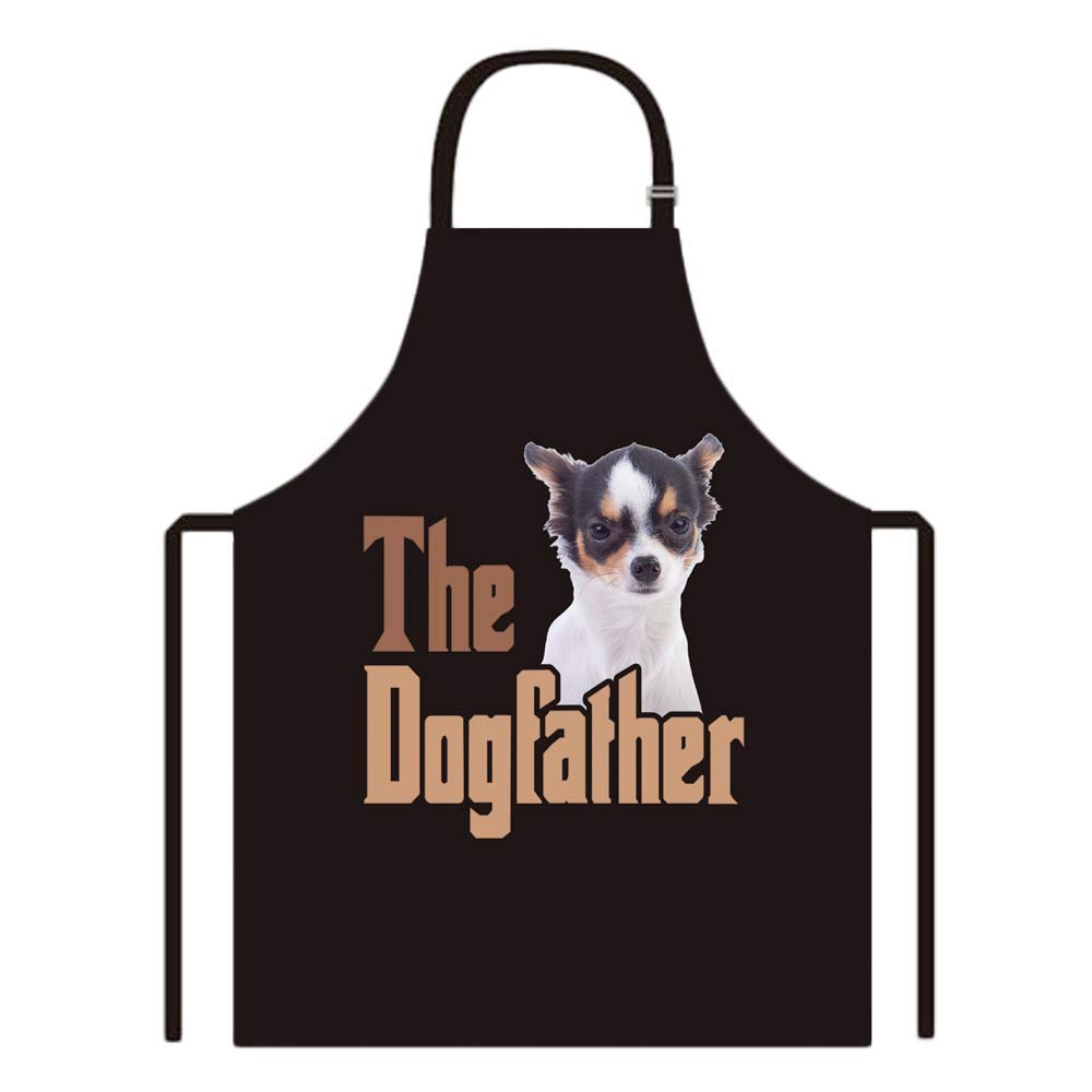 BAGEYOU Dog Father Apron with Chihuahua Chef Kitchen Cooking Arpon for Men Women