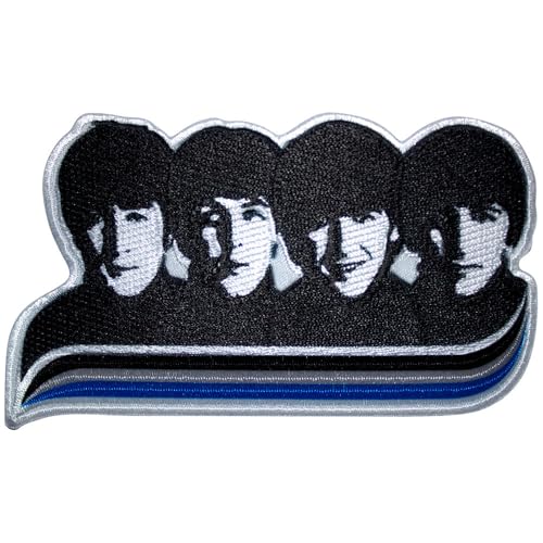 The Beatles Heads and Stripes Woven Patch Size One Size - Les Beatles, Paul McCartney, John Lennon, RIngo Starr, George Harrison The Beatles Heads and Stripes Woven Patch Size One Size