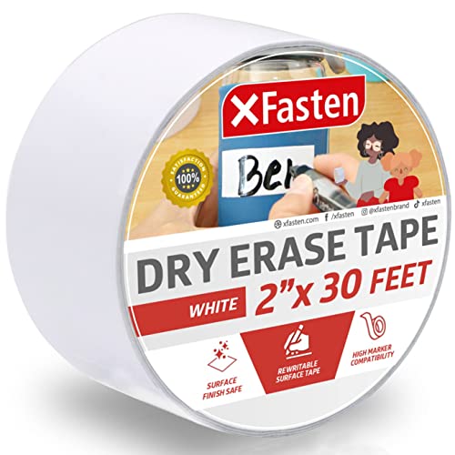 Xfasten Whiteboard Dry Erase Tape, 2-Inch X 30-Foot, White, Smudge Free And Does Not Rub Off Unnecessarily White Marker Board Tape #TOP9