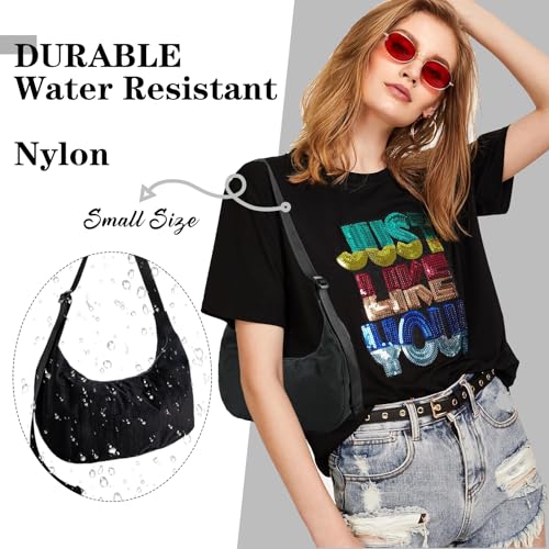 Nylon Crescent Shoulder Bag for Women Men,Crossbody Bag with Adjustable Strap&Dual Interior Zip Pocket4