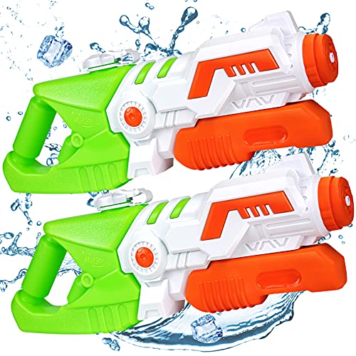 TICZLOE Water Guns, High Capacity Water Guns for Kids Super Water Soaker Blaster, Squirt Guns for Adults Children (2, White and Green)