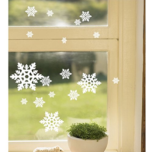 DNVEN White from 3 inches 5 inches Set of 21 pcs Christmas Snow Flake Wall Decals Vinyl Removable Wa - //coolthings.us