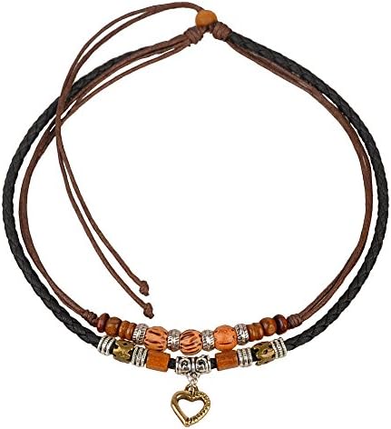 Ancient Tribe Vintage Hemp Black Leather Choker Necklace