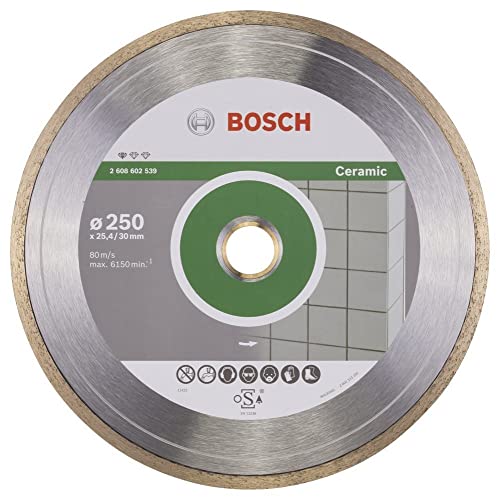 Bosch 1x Diamanttrennscheibe Standard for Ceramic (für Stein, Keramik, Fliesen, Marmor, Ø 250 x 30+25,40 x 1,6 x 7 mm… – Ansicht 1