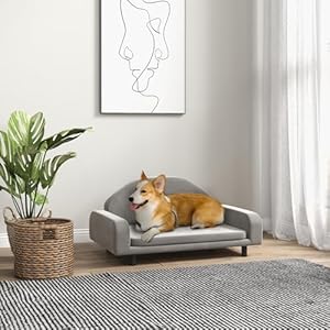   PawHut-Raised-Dog-Sofa-Elevated-Pet-Sofa-for-Small-and-Medium-Dogs-with-Soft-Cushion-Removable-Cover-Anti-Slip-Pads-Gray