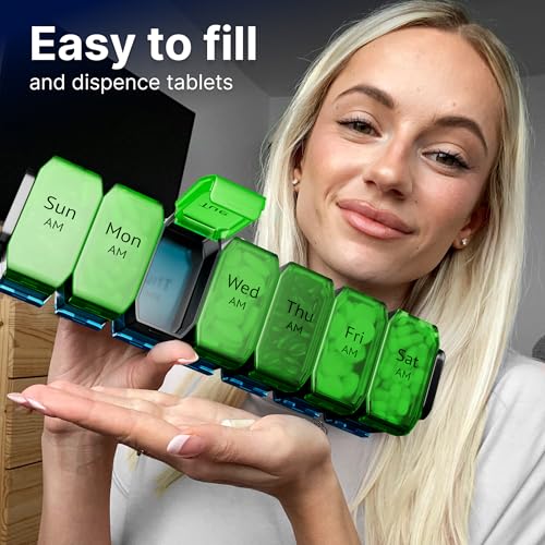 Image of Extra Large Pill Organizer 2 Times a Day - XL Pill Box 7 Day with Big AM /PM Compartments - Fits Large Vitamins, Supplements & Gummies, for 7 or 14-Day Use, Color-Coded, Senior-Friendly, No Spills