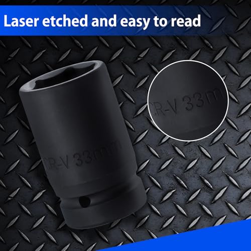 Llave de vaso de impacto de 1 pulgada SPEEDWOX profunda 33 mm enchufe tuerca eje 7