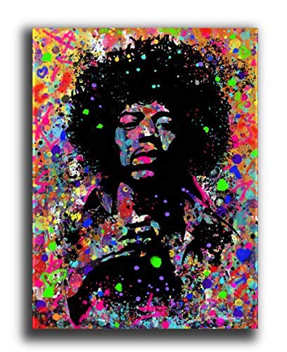 30"x40" inch Gallery Canvas Art Print, Jimi Hendrix, Rockstar, Graffiti, Wall Decor, Home Decor Accessories