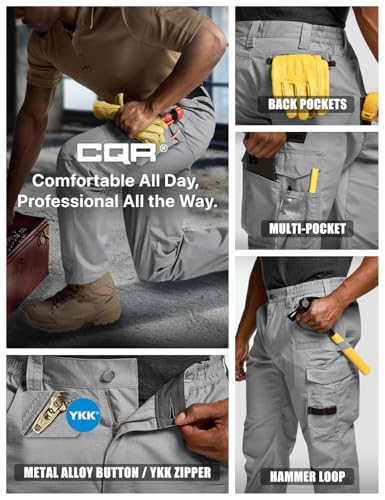 Image of CQR Men's Quick Dry Work Pants, Water Resistant Outdoor Tactical Pants, Lightweight Stretch Cargo Hiking Pants