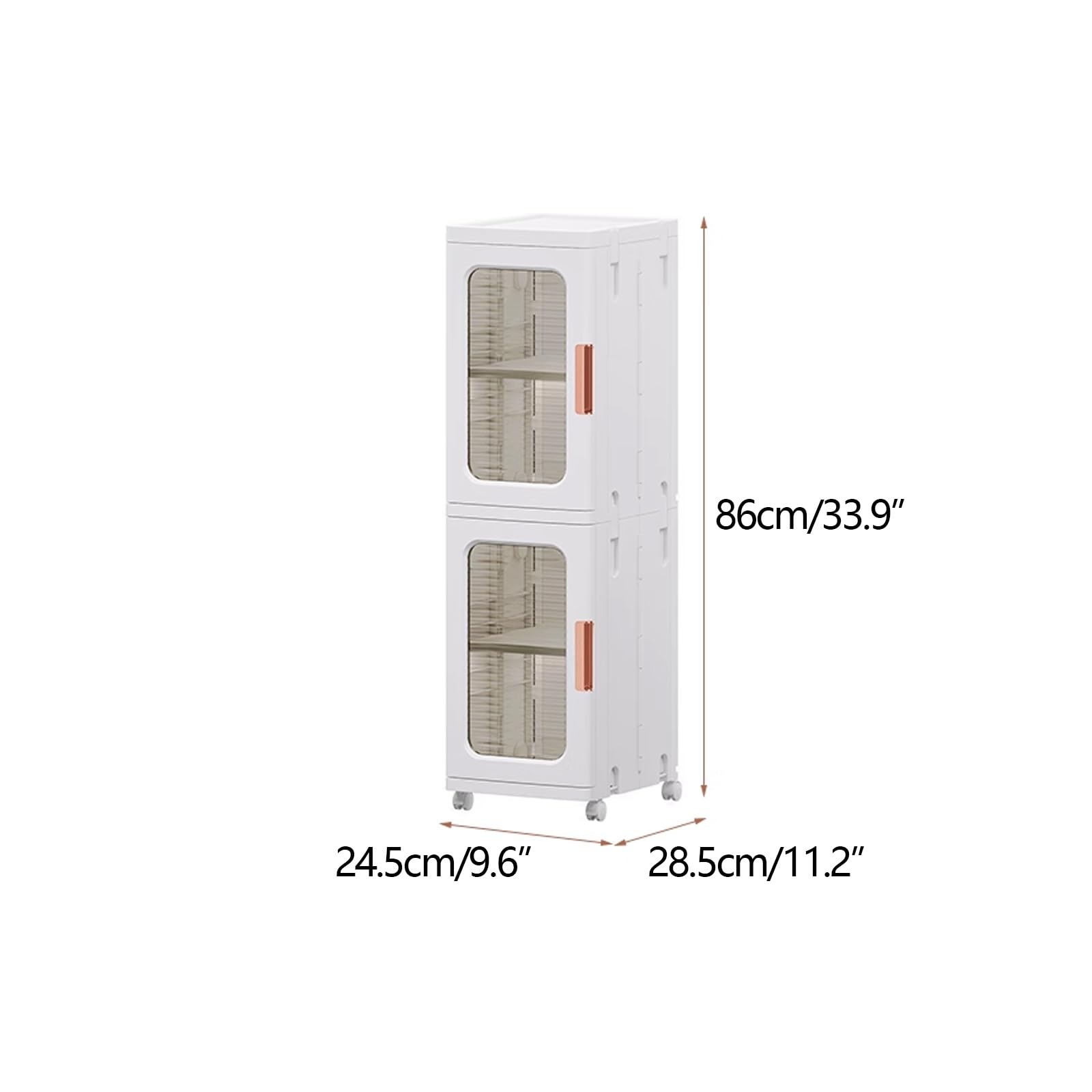 Rella Appendiabiti con Ruote Chiusa Elevata Capacità Portante Armadio Piccolo per Camera da Letto Materiale Plastico per Dormitori e Appartamenti(Natural,24.5 * 28.5 * 86cm)