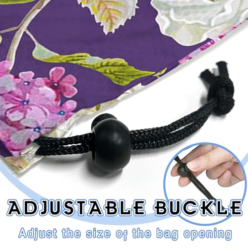 Image of Car Trash Bag Hanging Back of Seat Waterproof Small Cute Printed One-Handed Strap Drawstring Garbage Bags for Car-Purple Floral