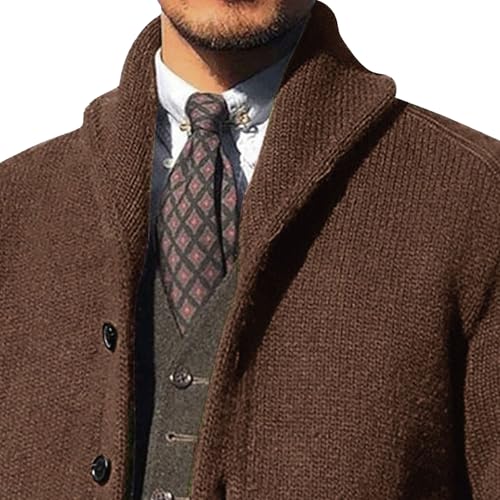 Men's Solid Shawl Collar Fall Winter Sweater Regular Fit Button Down Knit Sweater Cardigan Knitwear Sweaters2