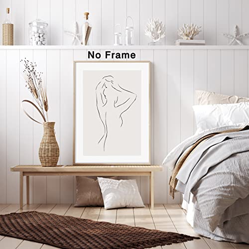 Abstract Line Woman Wall Art Canvas Bathroom Line Art Wall Decor Woman Silhouette Poster Abstract Female Art Black And White Line Artwork Woman One Line Drawing Prints For Bedroom 16X24Inch No Frame #TOP5