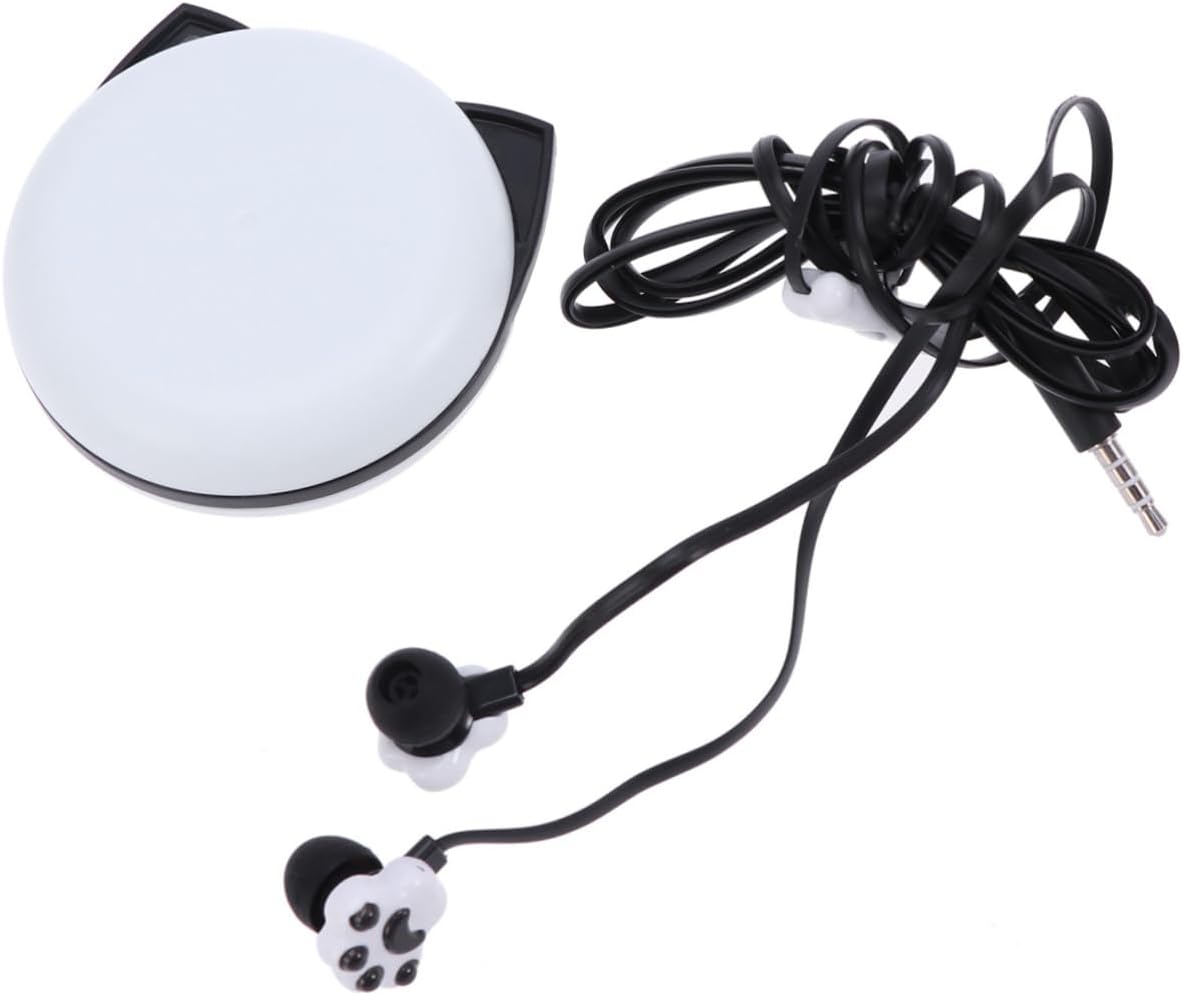 SHINEOFI Creative Kitten Claw Earphones for Kids Cartoon Headphones with Storage Box Wired Cat Earbuds for Boys and Girls Black Color